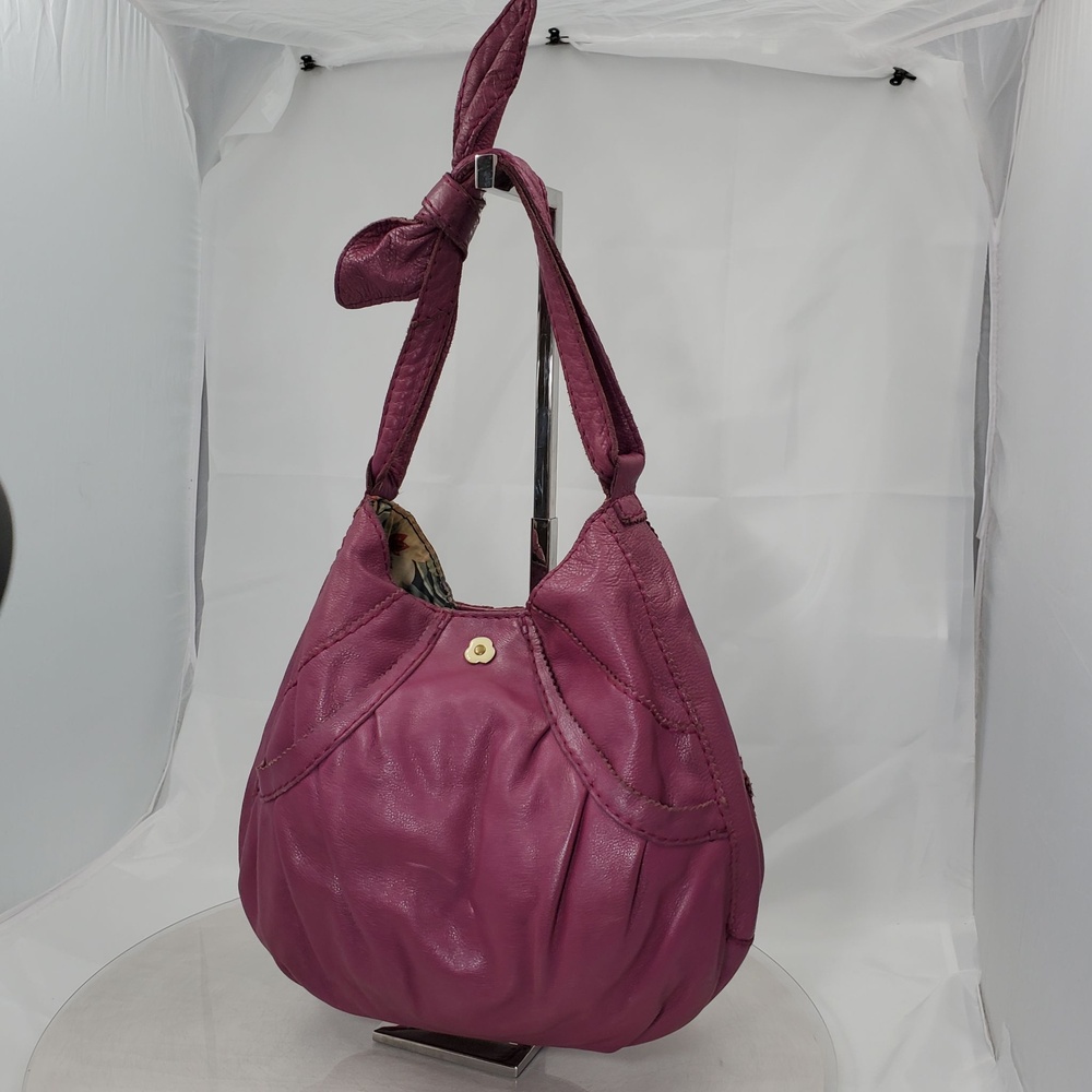 Y2K Lucky Brand Magenta Purple Leather Hobo Slouchy Bag Knotted Strap Fairycore